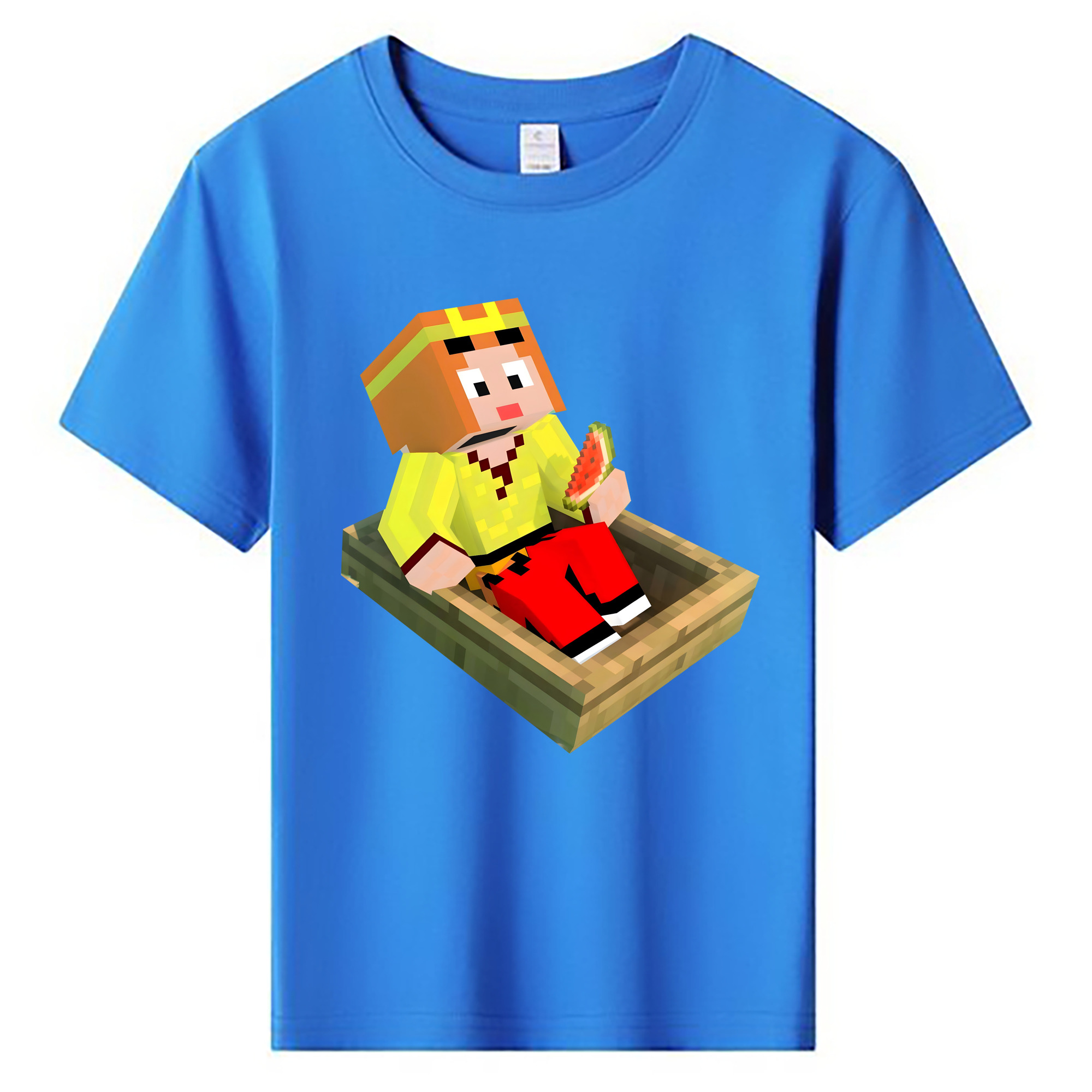 （画像用） マインクラフト ブロックの世界 Minecraft MC Block world 綿100％キッズTシャツ（フロントプリント）